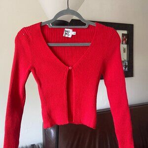 Princess Polly Red Cardigan Open Button